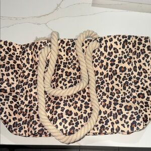 Leopard Print Tote Bag with Rope Handles